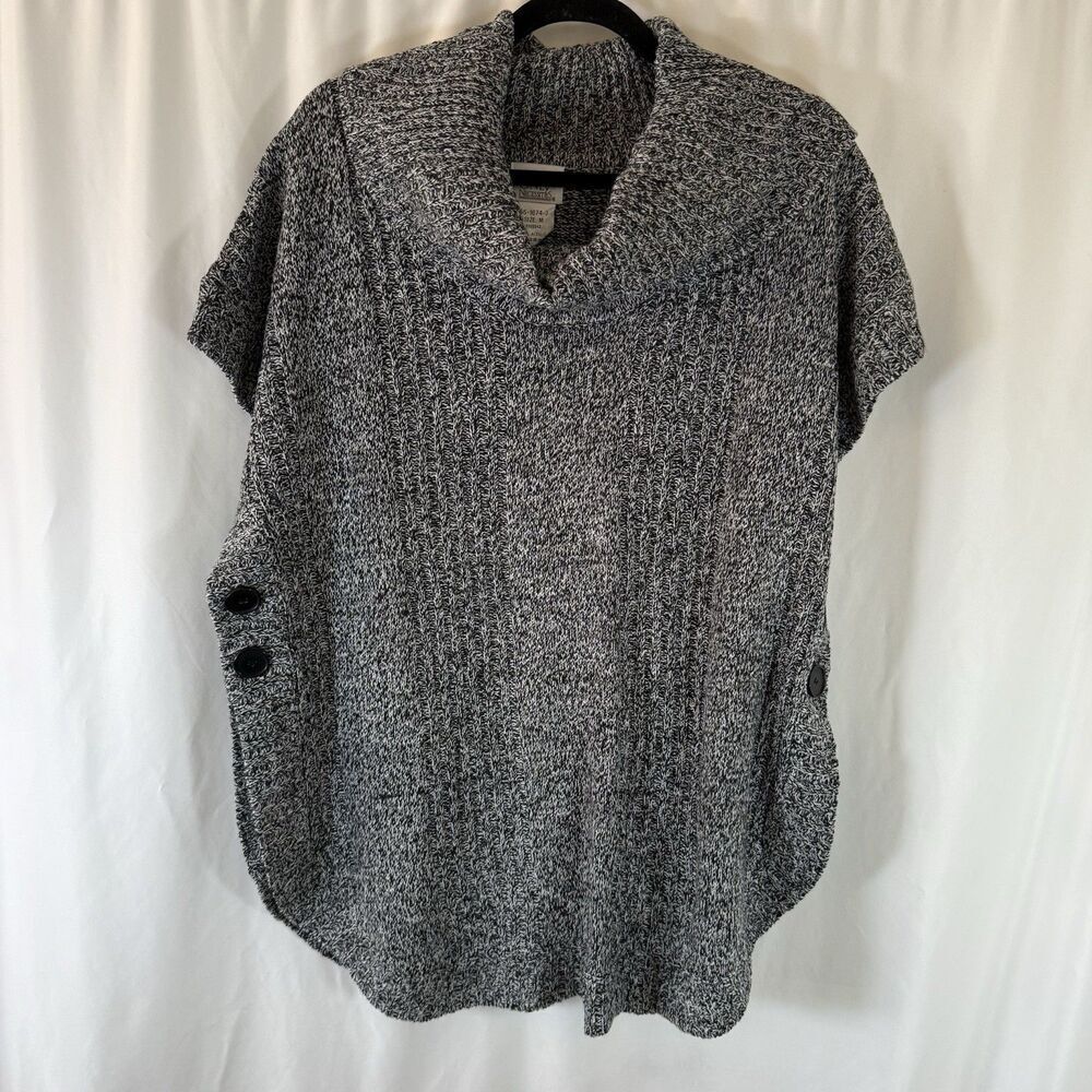 New Only Necessities Sweater Women's Medium Grey Knit Cowl Neck Button Side